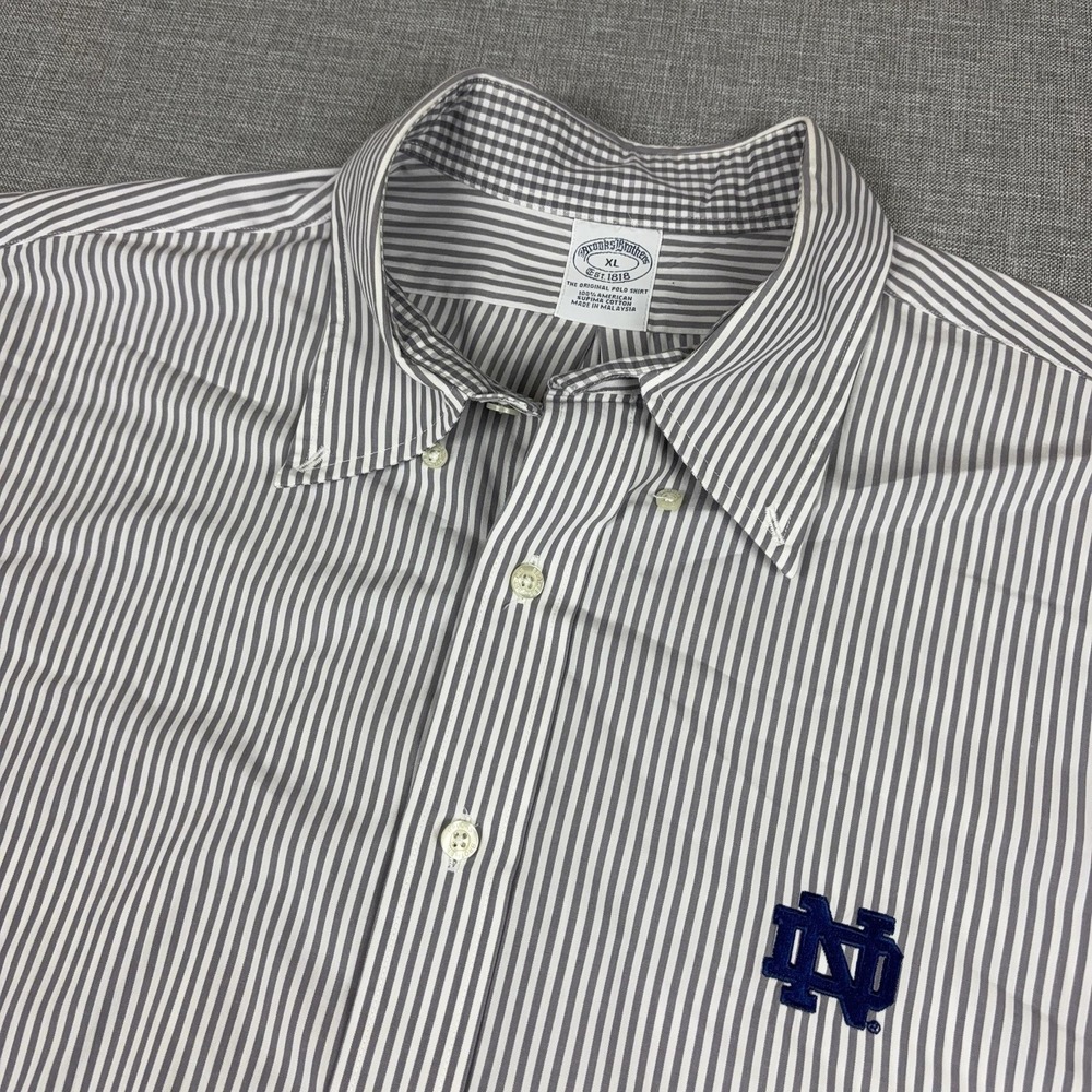 Notre Dame Fighting Irish Shirt Mens XL Gray NCAA Football Brooks Brothers Top